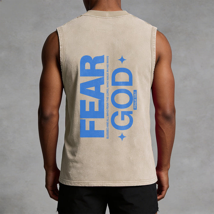 Christianartworkshop Fürchte Gott Psalm 128:1 Unisex-Tanktop (vorgewaschen) - image 1