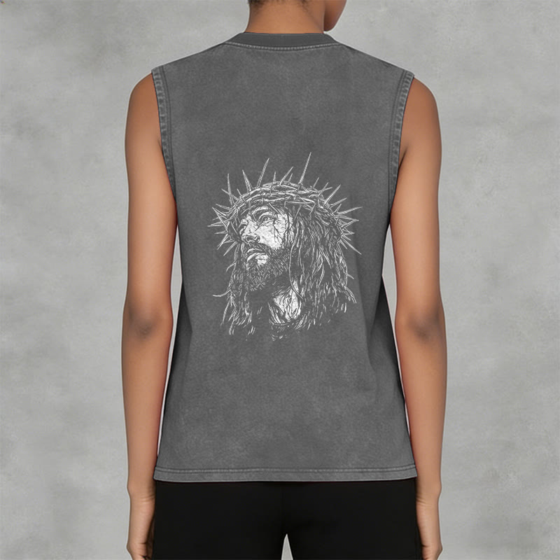 Christianartworkshop Jesus: Dornenkrone Skizze Unisex-Tanktop (gewaschen) - image 25