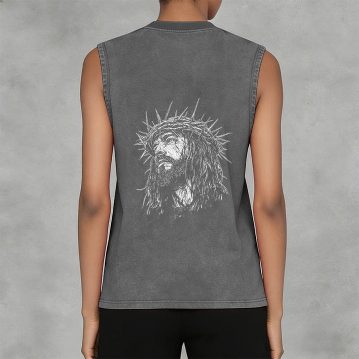 Christianartworkshop Jesus: Dornenkrone Skizze Unisex-Tanktop (gewaschen) - image 25