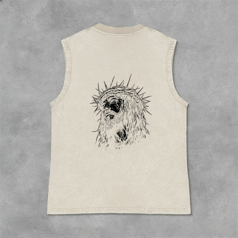 Christianartworkshop Jesus: Dornenkrone Skizze Unisex-Tanktop (gewaschen) - image 9