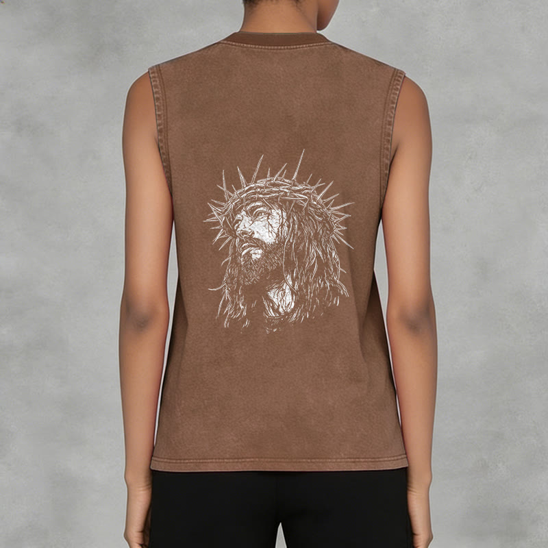 Christianartworkshop Jesus: Dornenkrone Skizze Unisex-Tanktop (gewaschen) - image 33