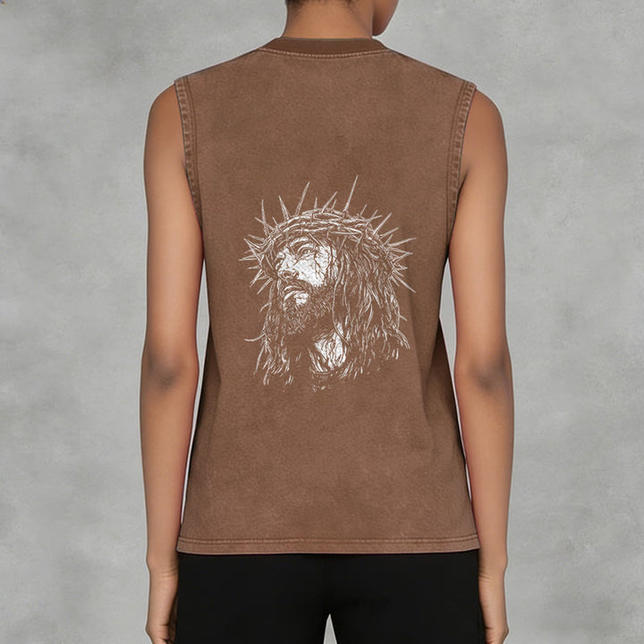 Christianartworkshop Jesus: Dornenkrone Skizze Unisex-Tanktop (gewaschen) - image 33