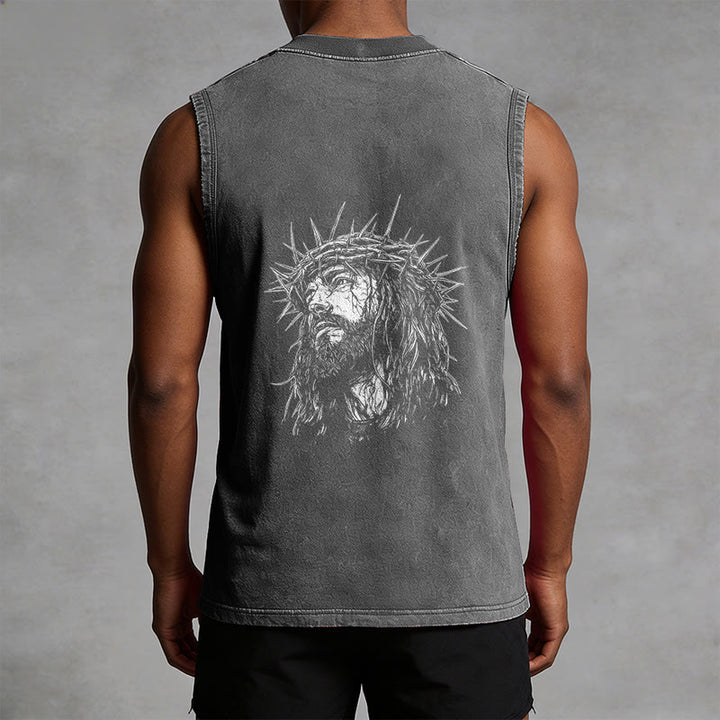 Christianartworkshop Jesus: Dornenkrone Skizze Unisex-Tanktop (gewaschen) - image 27
