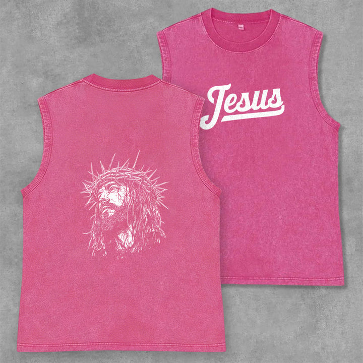 Christianartworkshop Jesus: Dornenkrone Skizze Unisex-Tanktop (gewaschen) - Rosa - 2XL - image 14