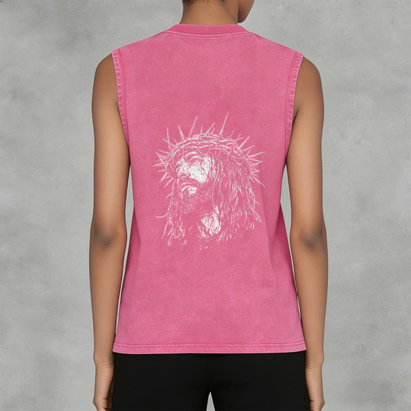 Christianartworkshop Jesus: Dornenkrone Skizze Unisex-Tanktop (gewaschen) - image 20