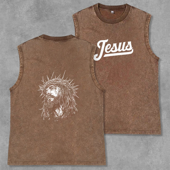 Christianartworkshop Jesus: Dornenkrone Skizze Unisex-Tanktop (gewaschen) - Braun - 2XL - image 28