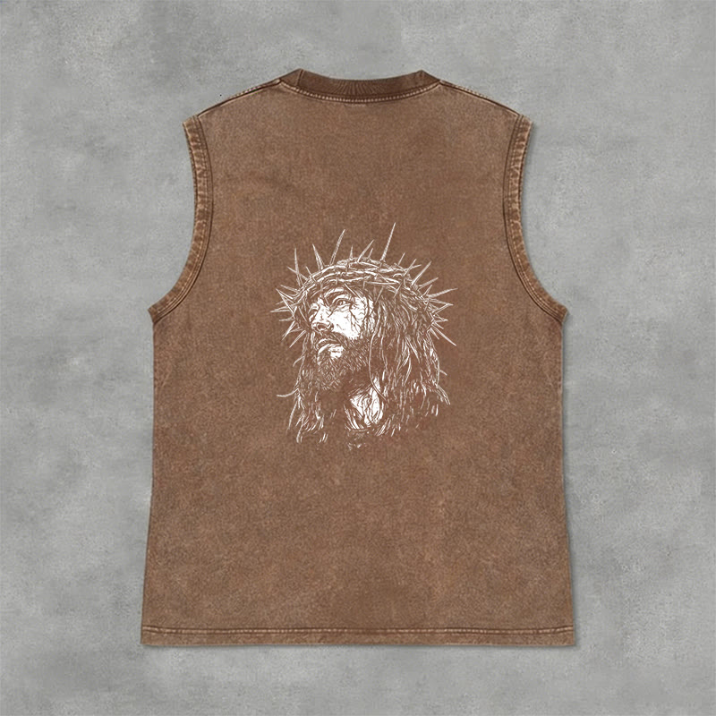 Christianartworkshop Jesus: Dornenkrone Skizze Unisex-Tanktop (gewaschen) - image 29