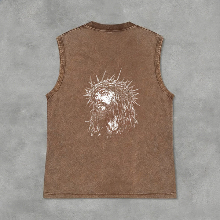 Christianartworkshop Jesus: Dornenkrone Skizze Unisex-Tanktop (gewaschen) - image 29