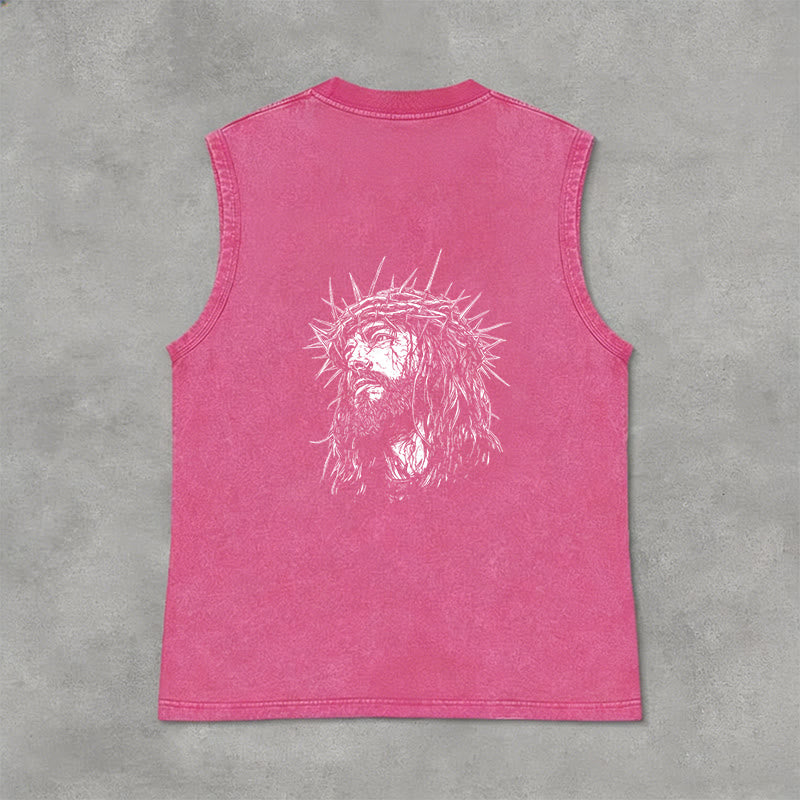 Christianartworkshop Jesus: Dornenkrone Skizze Unisex-Tanktop (gewaschen) - image 16