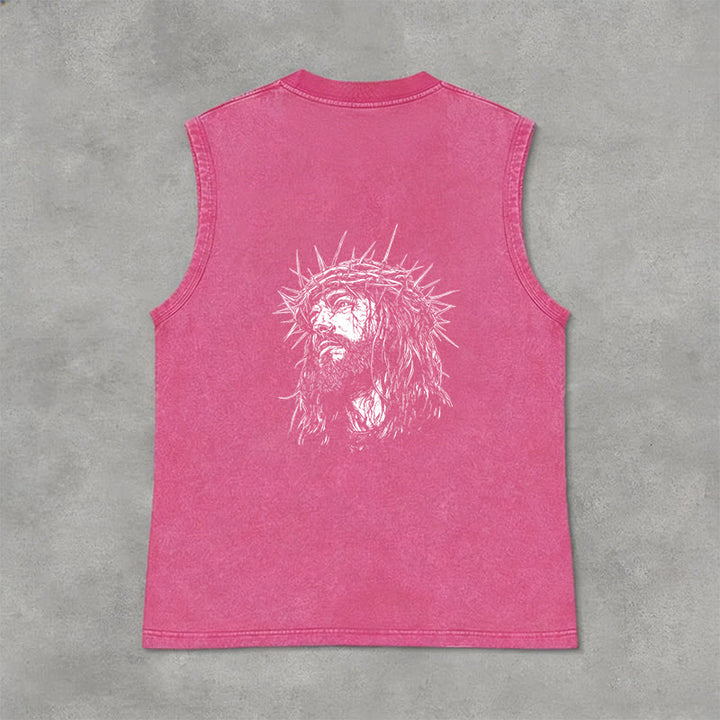 Christianartworkshop Jesus: Dornenkrone Skizze Unisex-Tanktop (gewaschen) - image 16