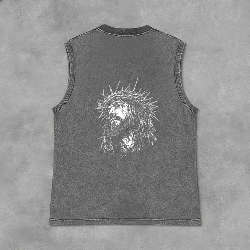 Christianartworkshop Jesus: Dornenkrone Skizze Unisex-Tanktop (gewaschen) - image 23