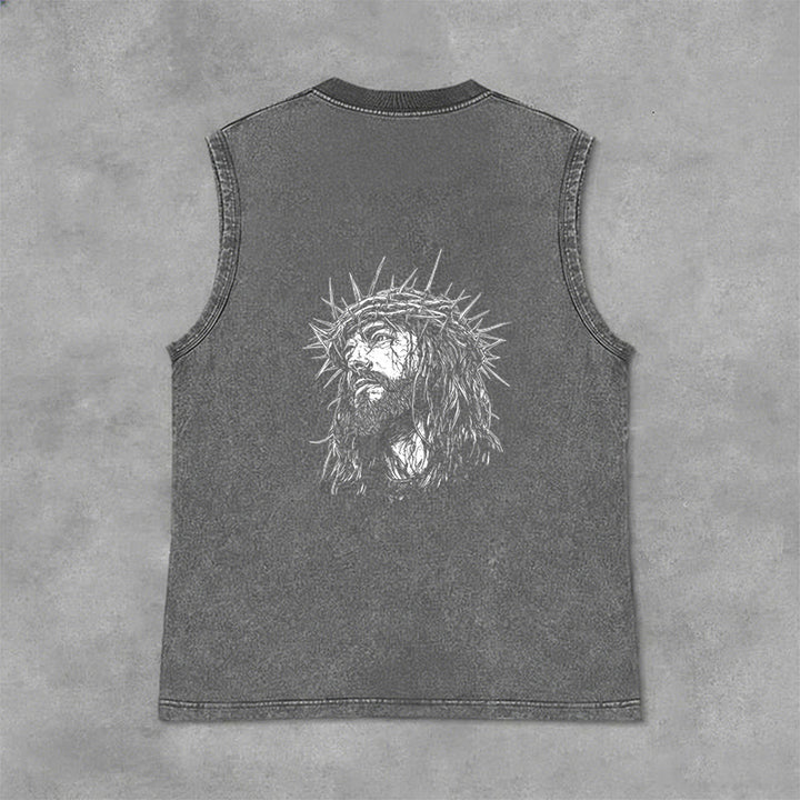 Christianartworkshop Jesus: Dornenkrone Skizze Unisex-Tanktop (gewaschen) - image 23