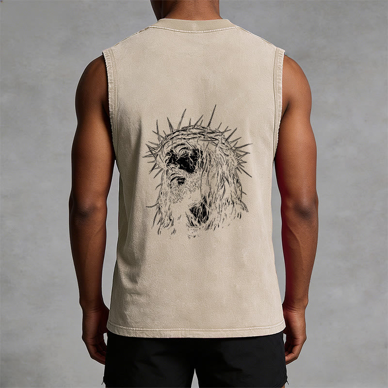 Christianartworkshop Jesus: Dornenkrone Skizze Unisex-Tanktop (gewaschen) - image 11