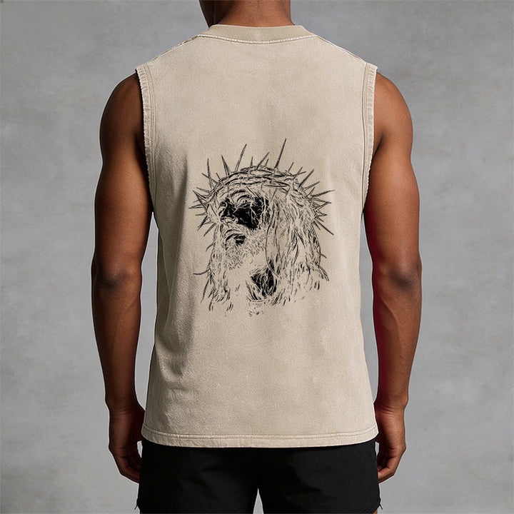 Christianartworkshop Jesus: Dornenkrone Skizze Unisex-Tanktop (gewaschen) - image 11