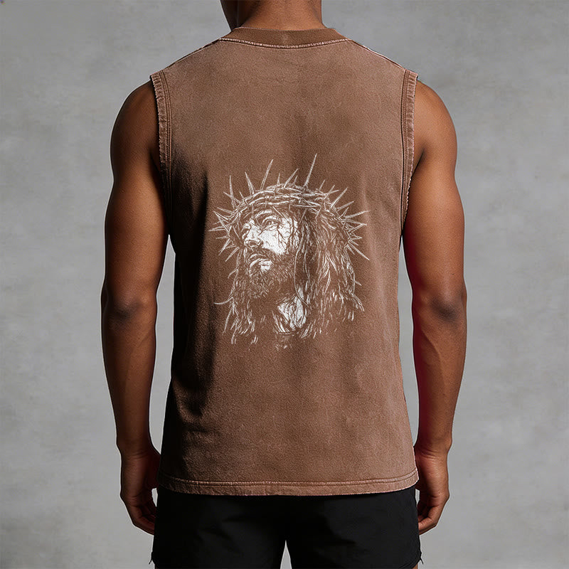 Christianartworkshop Jesus: Dornenkrone Skizze Unisex-Tanktop (gewaschen) - image 32