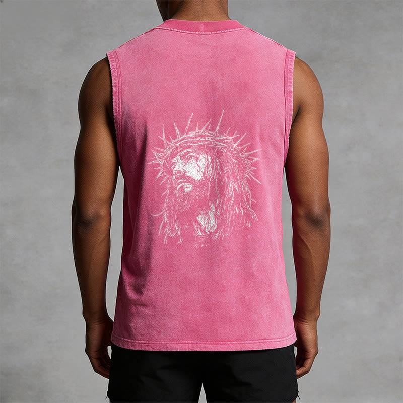 Christianartworkshop Jesus: Dornenkrone Skizze Unisex-Tanktop (gewaschen) - image 18
