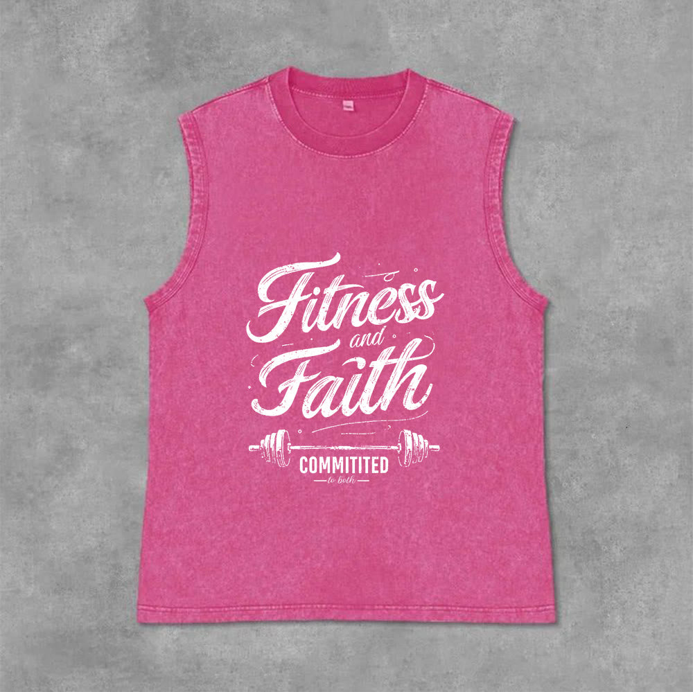 Christianartworkshop Fitness und Glaube: Engagiert für beides – Unisex-Tanktop mit Hantelstange - Rosa - 2XL - image 4