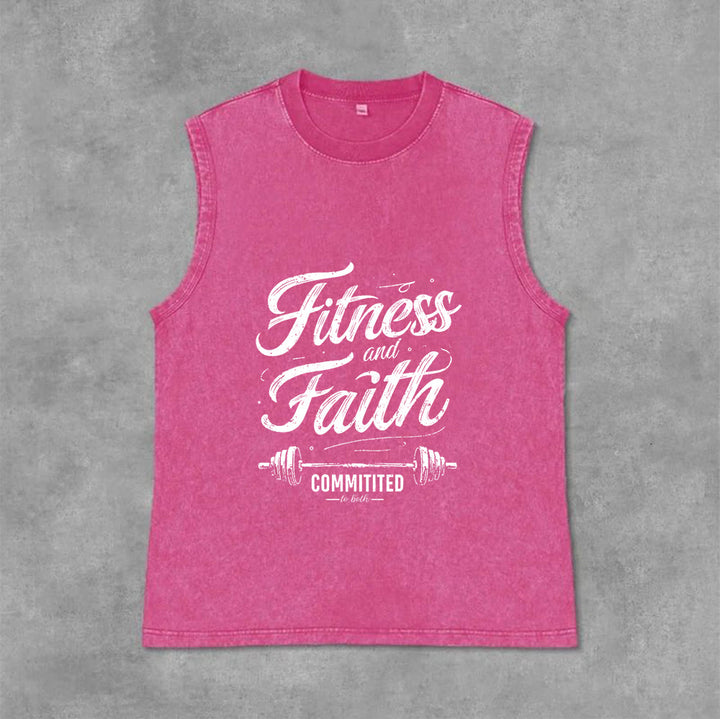 Christianartworkshop Fitness und Glaube: Engagiert für beides – Unisex-Tanktop mit Hantelstange - Rosa - 2XL - image 4
