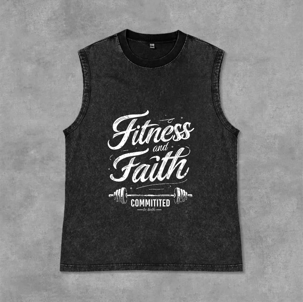 Christianartworkshop Fitness und Glaube: Engagiert für beides – Unisex-Tanktop mit Hantelstange - Schwarz - 2XL - image 1
