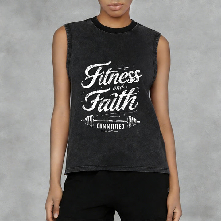 Christianartworkshop Fitness und Glaube: Engagiert für beides – Unisex-Tanktop mit Hantelstange - image 3