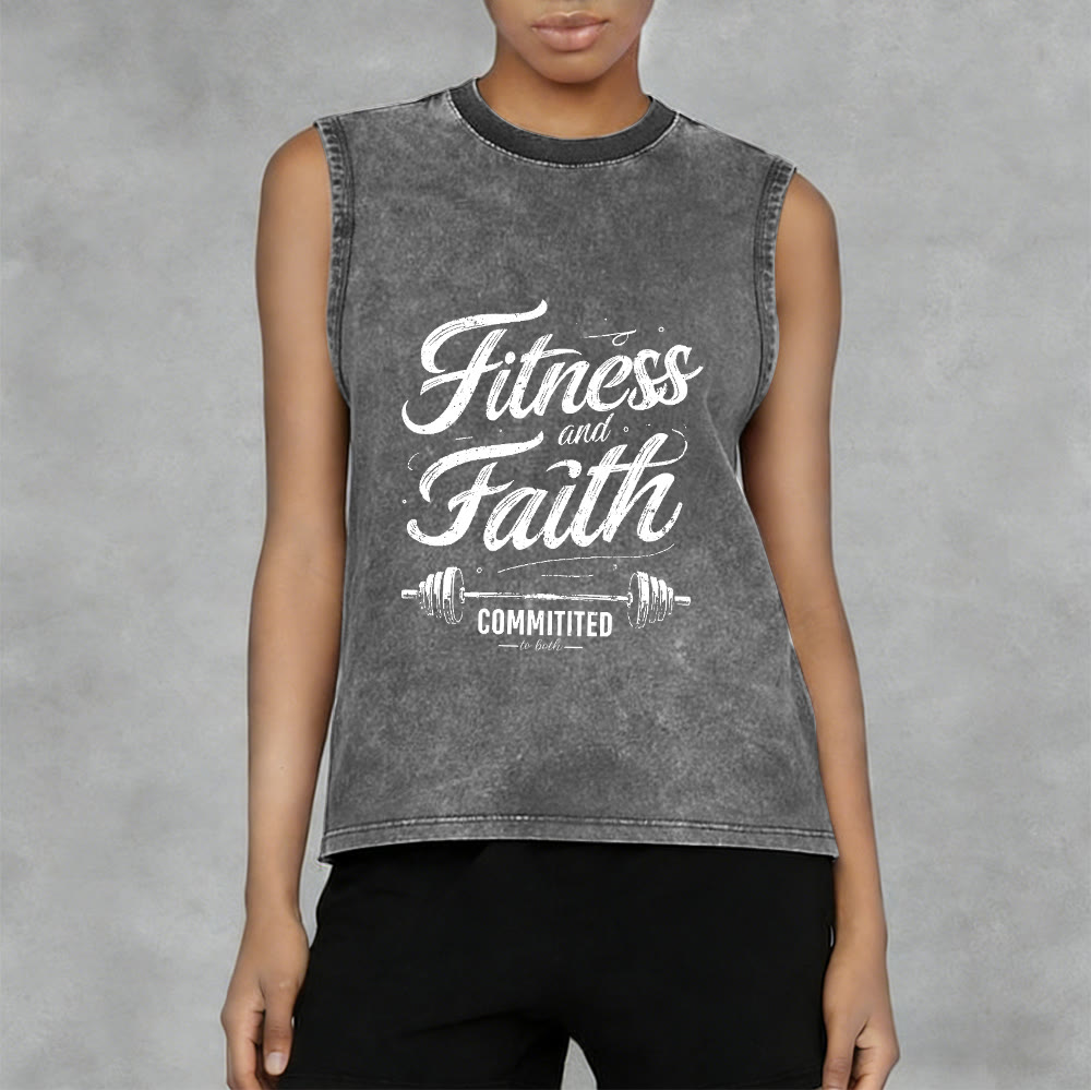 Christianartworkshop Fitness und Glaube: Engagiert für beides – Unisex-Tanktop mit Hantelstange - image 9