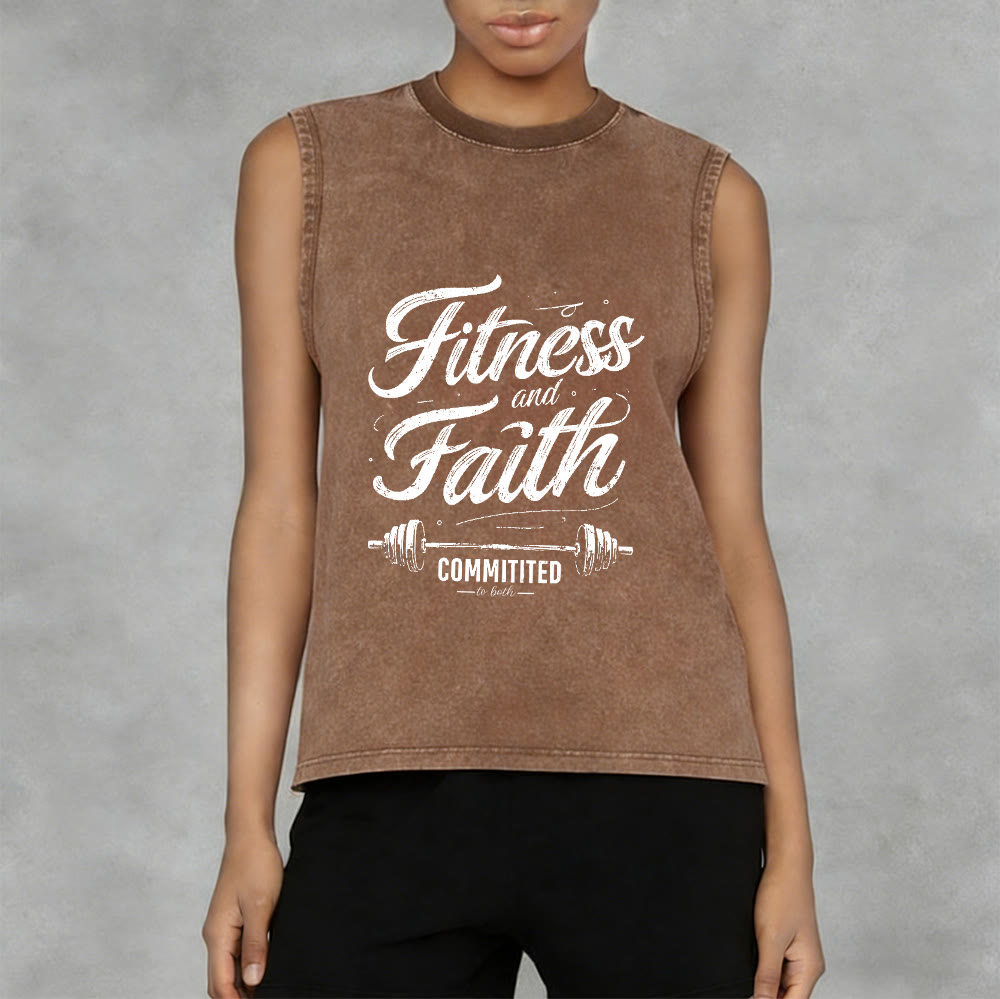Christianartworkshop Fitness und Glaube: Engagiert für beides – Unisex-Tanktop mit Hantelstange - image 12