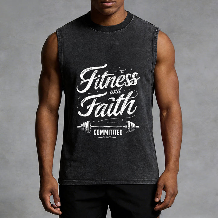 Christianartworkshop Fitness und Glaube: Engagiert für beides – Unisex-Tanktop mit Hantelstange - image 2