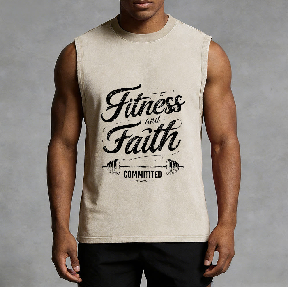 Christianartworkshop Fitness und Glaube: Engagiert für beides – Unisex-Tanktop mit Hantelstange - image 15