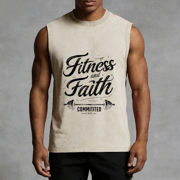 Christianartworkshop Fitness und Glaube: Engagiert für beides – Unisex-Tanktop mit Hantelstange - image 15
