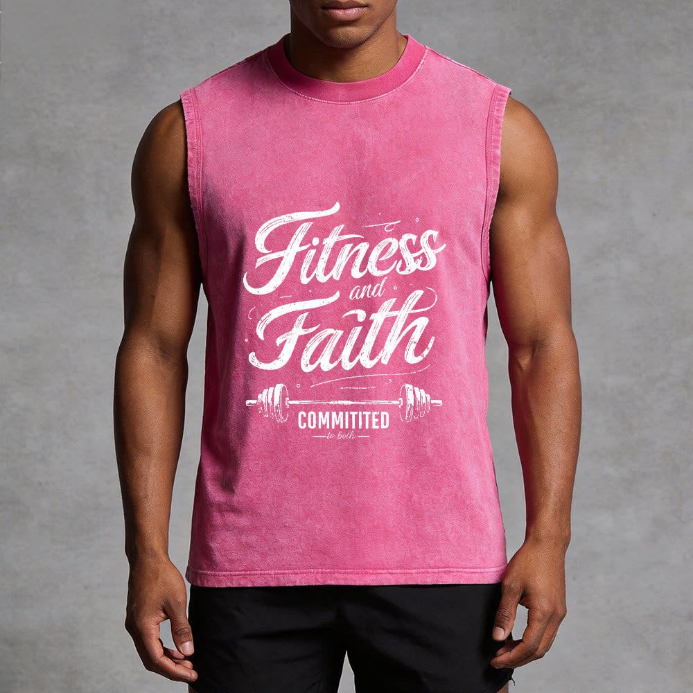 Christianartworkshop Fitness und Glaube: Engagiert für beides – Unisex-Tanktop mit Hantelstange - image 5