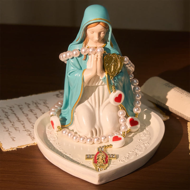 Christianartworkshop Rosa Rosenkranz „Liebe & Glaube“ mit dem Bildnis der Jungfrau Maria in der Mitte und Kreuz - image 5