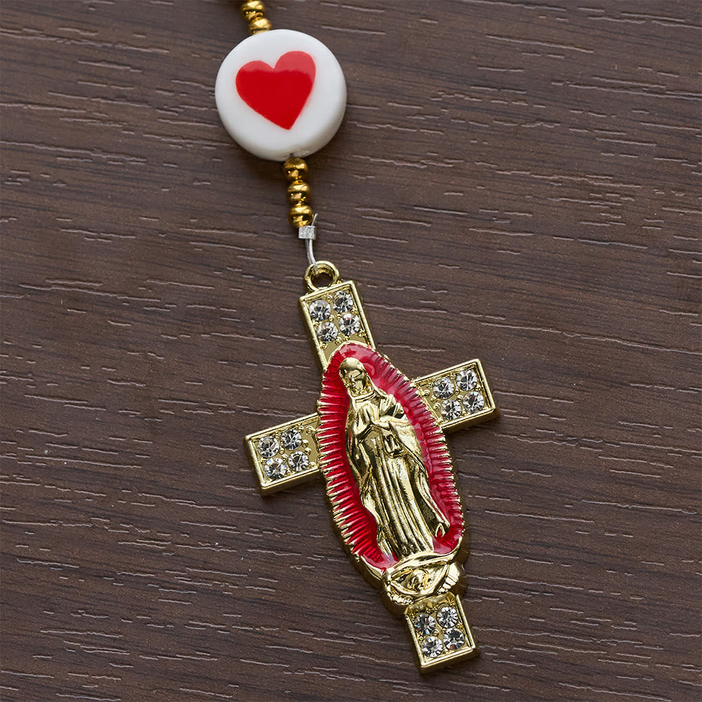 Christianartworkshop Rosa Rosenkranz „Liebe & Glaube“ mit dem Bildnis der Jungfrau Maria in der Mitte und Kreuz - image 9