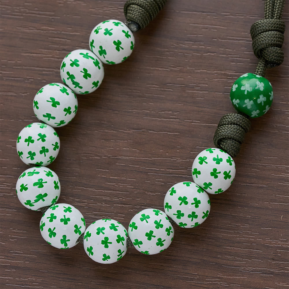 Christianartworkshop Irischer Segen, Glücksrosenkranz für die Hosentasche mit ewigem Knoten, grüne und weiße Holzperlen - image 7