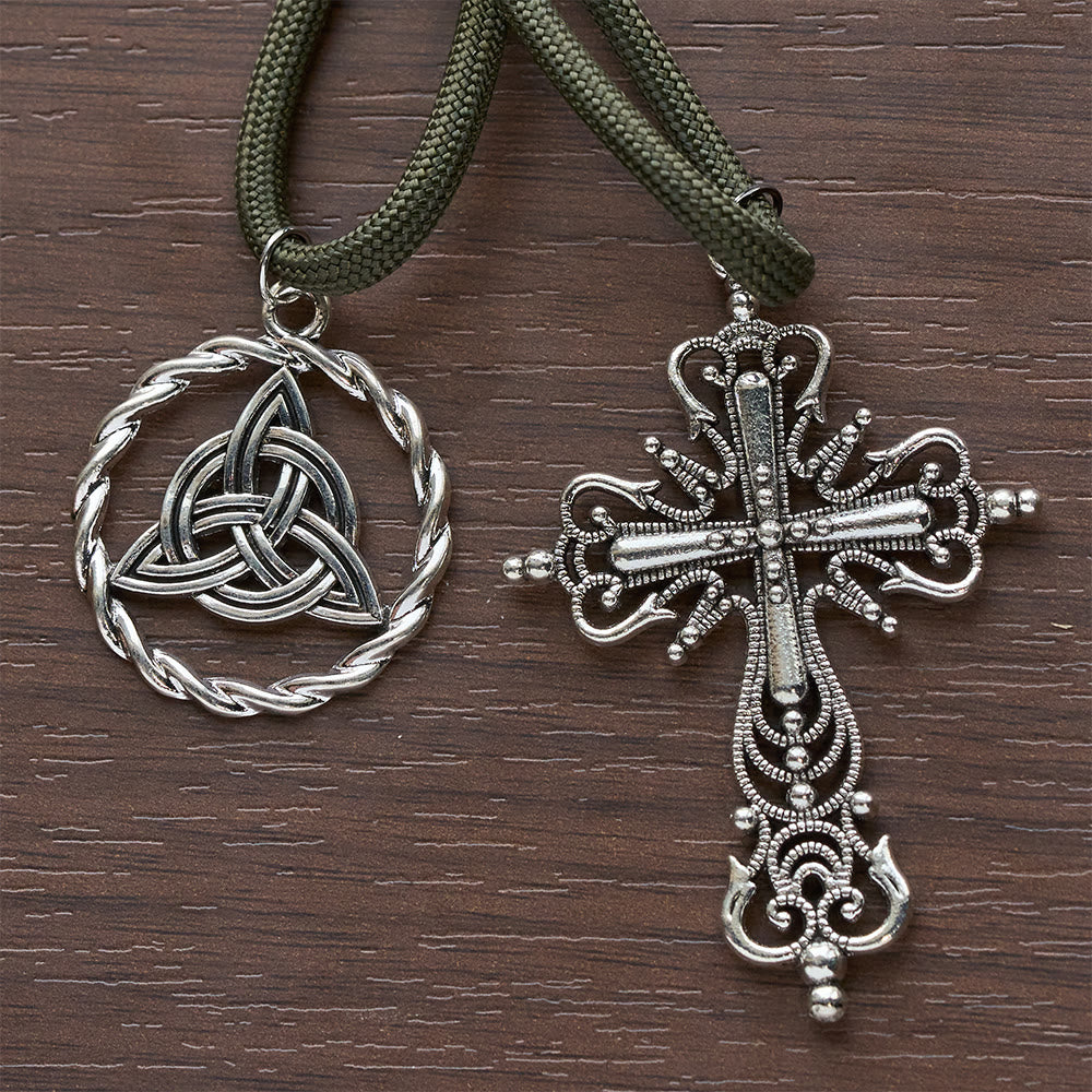 Christianartworkshop Irischer Segen, Glücksrosenkranz für die Hosentasche mit ewigem Knoten, grüne und weiße Holzperlen - image 14