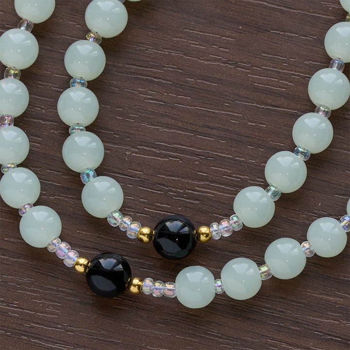 Christianartworkshop Eleganter Rosenkranz aus grünem und schwarzem Obsidian mit goldenem Kelch - image 7