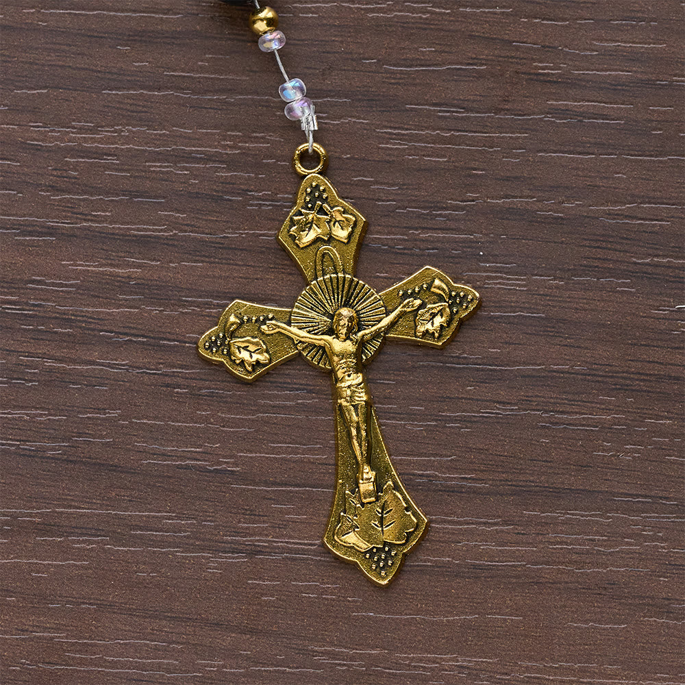 Christianartworkshop Eleganter Rosenkranz aus grünem und schwarzem Obsidian mit goldenem Kelch - image 9