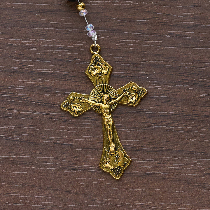 Christianartworkshop Eleganter Rosenkranz aus grünem und schwarzem Obsidian mit goldenem Kelch - image 9