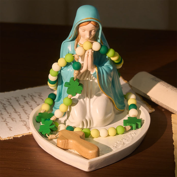 Christianartworkshop St. Patrick-Rosenkranz für Kinder: Farbverlaufende Perlen mit hölzernem Kleeblatt und Kreuz - image 5
