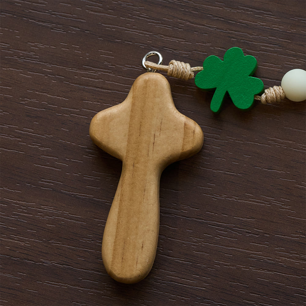 Christianartworkshop St. Patrick-Rosenkranz für Kinder: Farbverlaufende Perlen mit hölzernem Kleeblatt und Kreuz - image 8