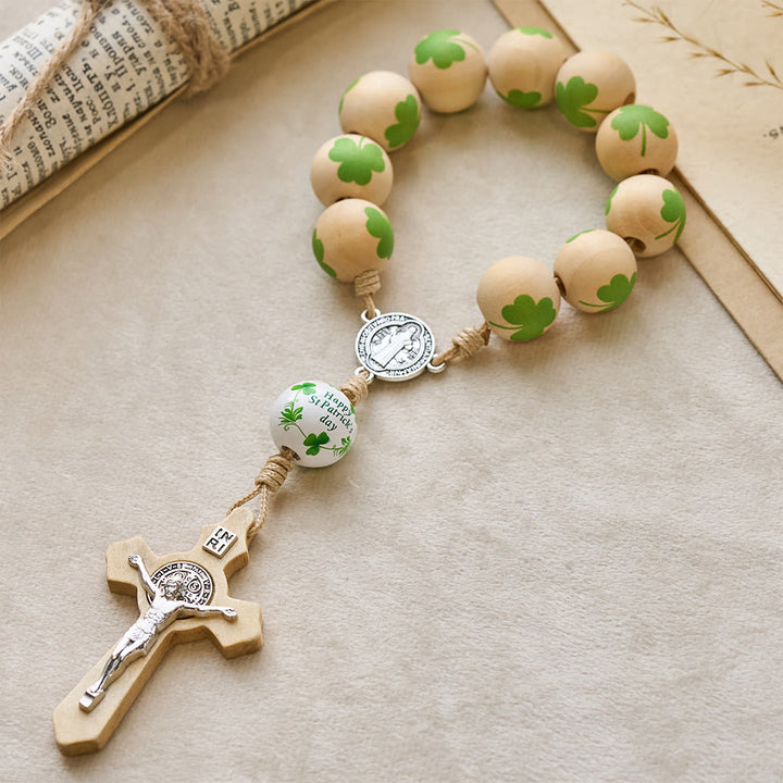 Christianartworkshop Irischer Rosenkranz aus Holz im Taschenformat – Geschenk zum St. Patrick's Day - image 4