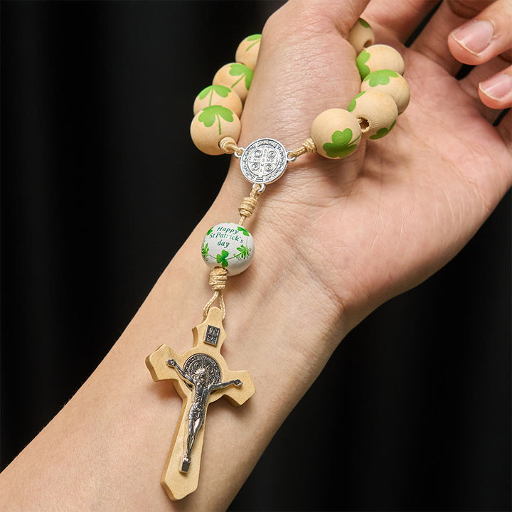 Christianartworkshop Irischer Rosenkranz aus Holz im Taschenformat – Geschenk zum St. Patrick's Day - image 1