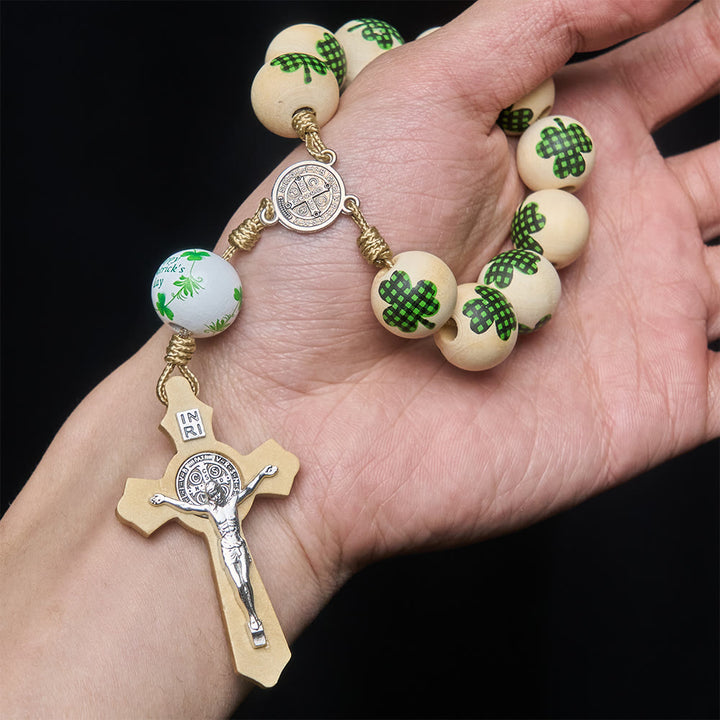 Christianartworkshop Irischer Rosenkranz aus Holz im Taschenformat – Geschenk zum St. Patrick's Day - image 10