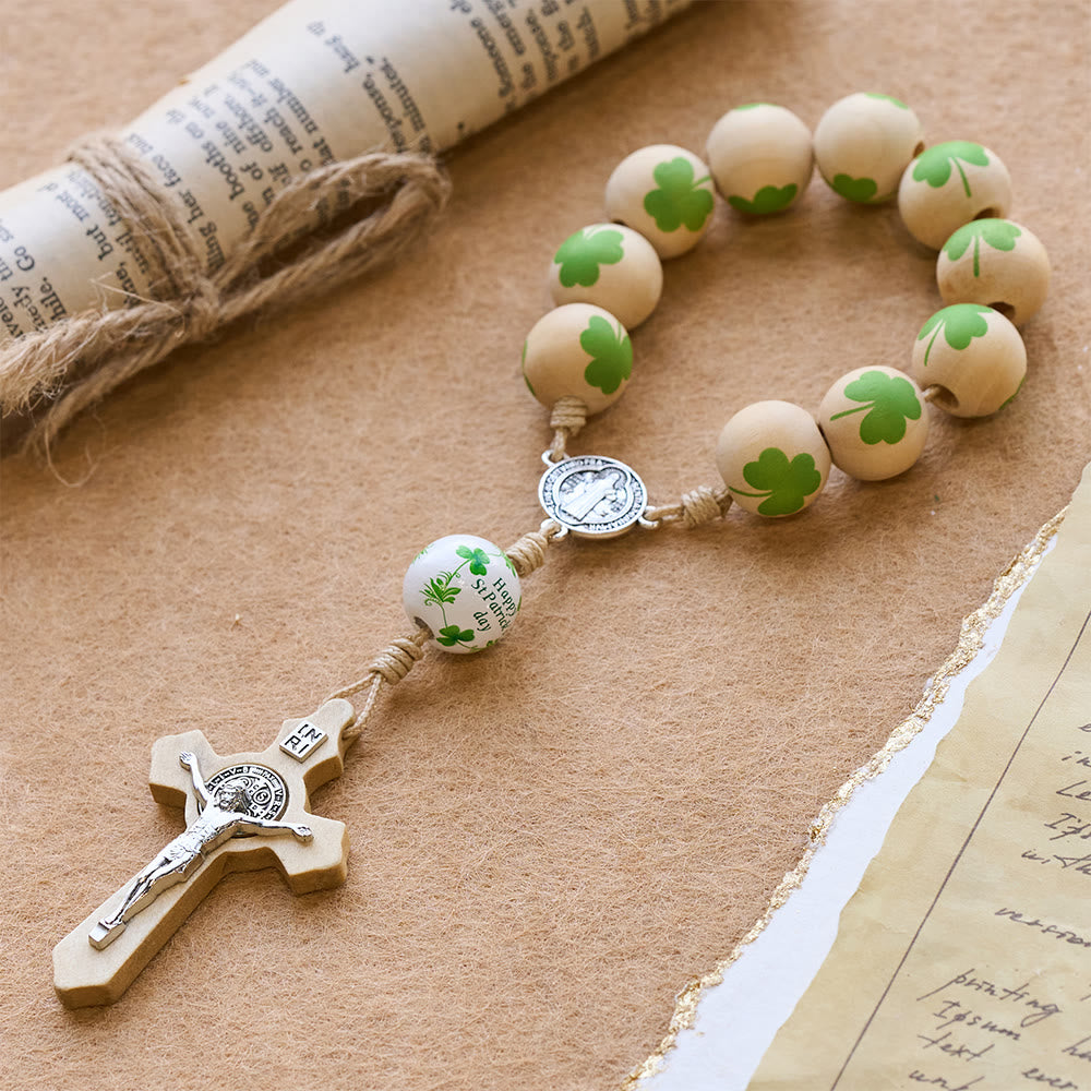 Christianartworkshop Irischer Rosenkranz aus Holz im Taschenformat – Geschenk zum St. Patrick's Day - image 2