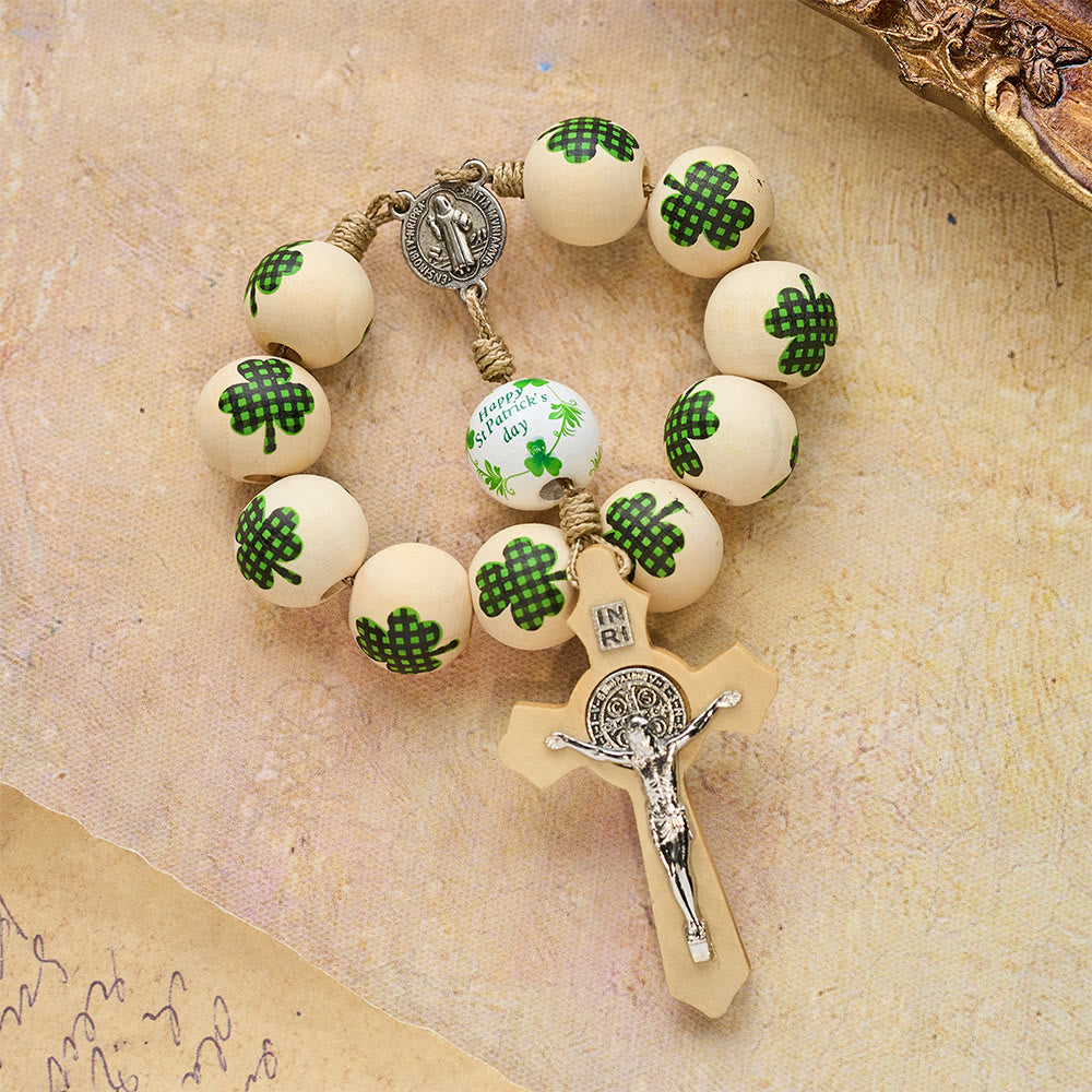 Christianartworkshop Irischer Rosenkranz aus Holz im Taschenformat – Geschenk zum St. Patrick's Day - image 11