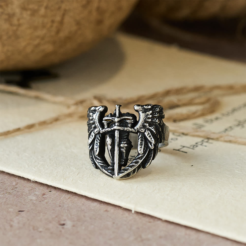 Christianartworkshop Ring mit dem geflügelten Schwert des Erzengels Michael: Ein Symbol göttlichen Schutzes - image 1