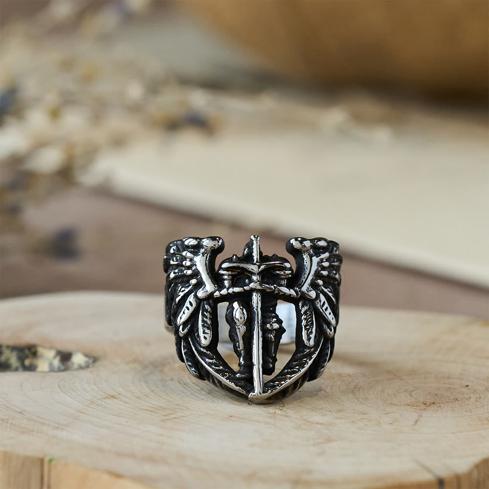 Christianartworkshop Ring mit dem geflügelten Schwert des Erzengels Michael: Ein Symbol göttlichen Schutzes - Silber - US 11 - image 2