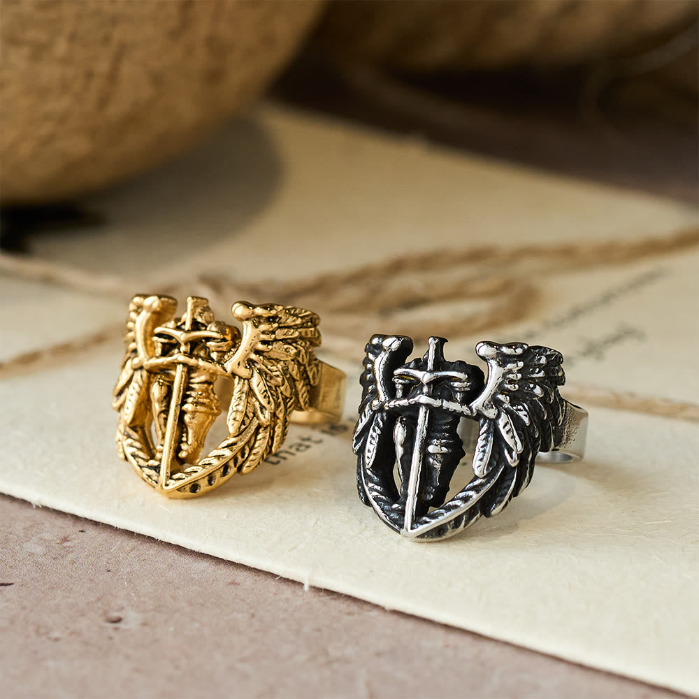 Christianartworkshop Ring mit dem geflügelten Schwert des Erzengels Michael: Ein Symbol göttlichen Schutzes - image 0