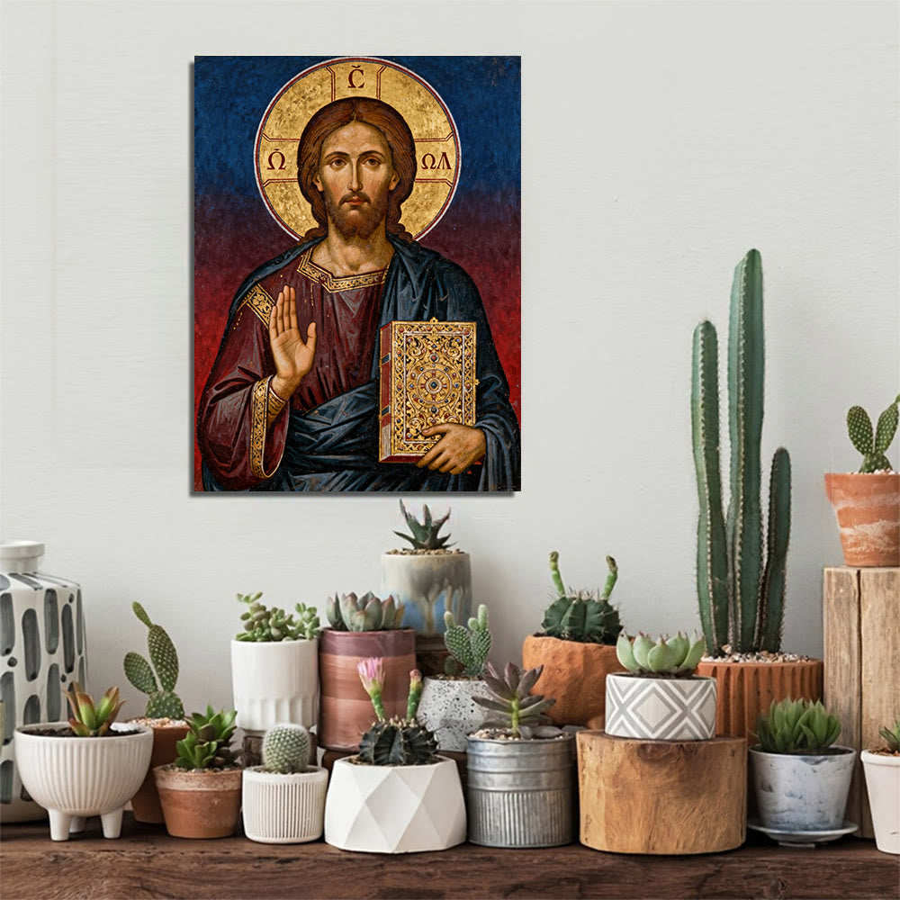 Christianartworkshop Christliche Kunstwerke Pantokrator-Kunst auf Leinwand: Göttliche Autorität & Zeitlose Hingabe - image 1