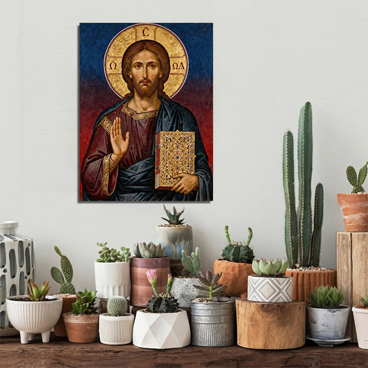 Christianartworkshop Christliche Kunstwerke Pantokrator-Kunst auf Leinwand: Göttliche Autorität & Zeitlose Hingabe - image 1