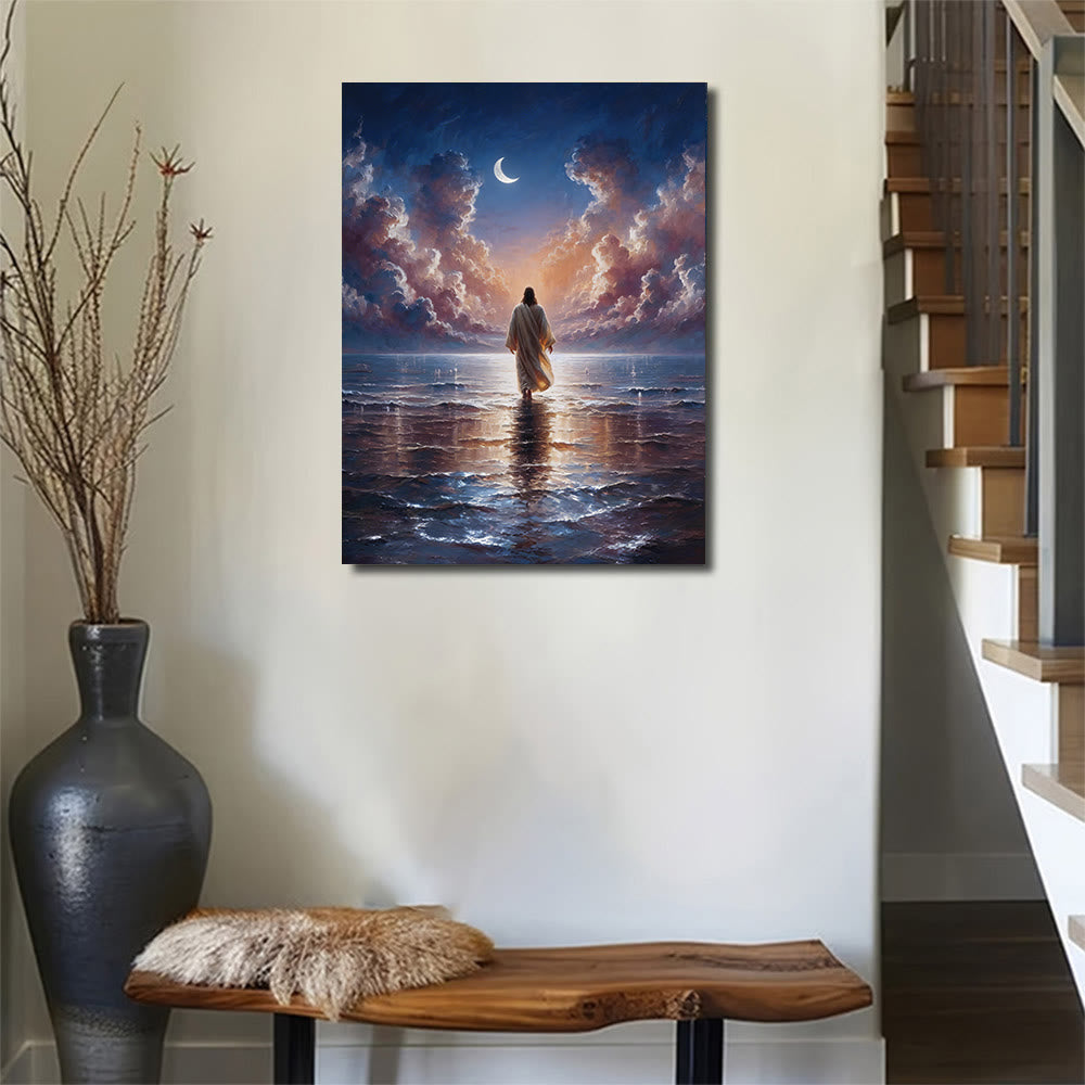 Christianartworkshop Oster-Dämmerung Wasser Jesus Glaube Wandkunstdruck: Eine tägliche Erinnerung an seine Ruhe - image 1